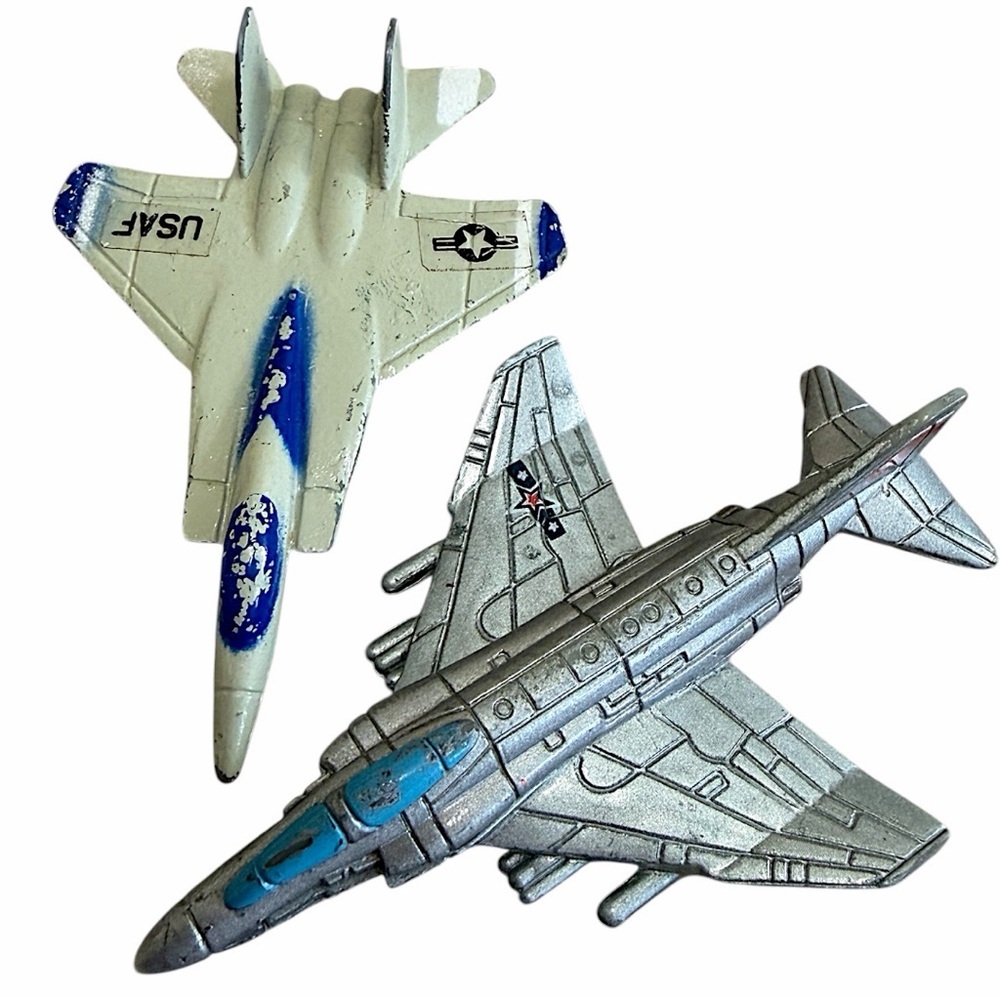 Kids Toy Airplane Set - White & Silver Military Jet Vehicles